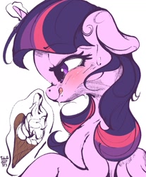 Size: 1170x1415 | Tagged: safe, artist:tohupo, character:twilight sparkle, character:twilight sparkle (alicorn), species:alicorn, species:pony, female, food, ice cream, mare, solo, suggestive eating