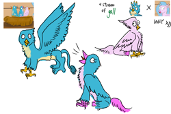 Size: 1200x800 | Tagged: safe, artist:horsesplease, character:gallus, character:silverstream, oc, oc:blinky, oc:bobby, oc:fritters, parent:gallus, parent:silverstream, parents:gallstream, ship:gallstream, crowing, derp, female, hippogriffon, hybrid, interspecies offspring, male, offspring, shipping, straight