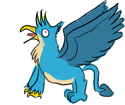 Size: 650x549 | Tagged: safe, artist:horsesplease, character:gallus, behaving like a rooster, birb, crowing, derp, gallus the rooster, majestic as fuck, solo, stupid