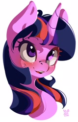 Size: 1240x1950 | Tagged: safe, artist:tohupo, character:twilight sparkle, character:twilight sparkle (unicorn), species:pony, species:unicorn, blushing, bust, cute, female, mare, open mouth, portrait, simple background, solo, twiabetes, white background