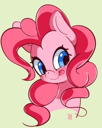 Size: 1258x1570 | Tagged: safe, artist:tohupo, character:pinkie pie, species:pony, bust, cute, diapinkes, digital art, female, portrait, solo, tan background, tongue out