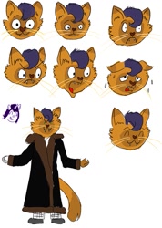 Size: 755x1058 | Tagged: safe, artist:horsesplease, character:capper dapperpaws, character:rarity, species:abyssinian, species:anthro, ship:capperity, angry, candyman, clothing, coat, costume, emotions, expressions, female, happy, male, sad, scared, shipping, shocked, straight, tired