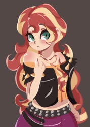 Size: 1336x1872 | Tagged: safe, artist:tohupo, character:sunset shimmer, my little pony:equestria girls, clothing, cute, digital art, female, geode of empathy, looking at you, magical geodes, shimmerbetes, simple background, solo
