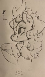 Size: 1192x2048 | Tagged: safe, artist:tohupo, character:autumn blaze, species:kirin, female, music notes, singing, sketch, solo, traditional art