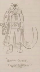 Size: 1280x2304 | Tagged: safe, artist:horsesplease, character:capper dapperpaws, species:anthro, cat, claws, clothing, dawn of war, doodle, governor-general capper dapperpaws, traditional art, uniform, warhammer (game), warhammer 40k, wordplay