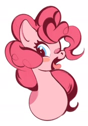 Size: 1066x1522 | Tagged: safe, artist:tohupo, character:pinkie pie, species:earth pony, species:pony, blushing, bust, cute, diapinkes, female, mare, open mouth, portrait, simple background, solo, tongue out, white background