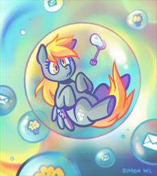 Size: 1828x2047 | Tagged: safe, artist:simonwl, character:derpy hooves, g4, bubble, muffin, soap bubble