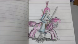 Size: 4128x2322 | Tagged: safe, artist:horsesplease, character:pinkie pie, species:human, arrows, bow (weapon), galloping, human ponidox, humanized, humans riding ponies, mongol, mongolian, quiver, saddle, sword, traditional art