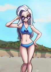 Size: 706x1000 | Tagged: safe, artist:the-park, character:trixie, species:human, g4, beach, female, solo, sunglasses, swimsuit