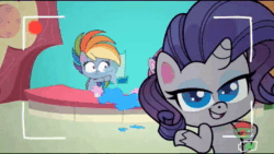 Size: 1280x720 | Tagged: safe, screencap, character:applejack, character:rainbow dash, character:rarity, character:twilight sparkle, character:twilight sparkle (alicorn), species:alicorn, species:pony, episode:director spike's mockumentary, g4, animated, camera cut, webm