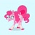 Size: 1200x1181 | Tagged: safe, artist:probablyfakeblonde, character:pinkie pie, species:earth pony, species:pony, g4, blep, blue background, coat markings, colored hooves, eyebrows, eyebrows visible through hair, female, hooves, looking down, mare, silly, silly face, silly pony, simple background, socks (coat marking), solo, tongue out