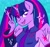 Size: 2500x2333 | Tagged: safe, alternate version, artist:koapony, character:twilight sparkle, character:twilight sparkle (alicorn), species:alicorn, species:anthro, g4, hatsune miku, idol, peace sign, simple background, sparkles, twintails, vocaloid