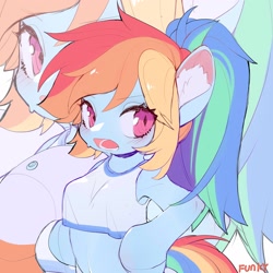 Size: 2048x2048 | Tagged: safe, artist:amo, character:rainbow dash, species:anthro, species:unguligrade anthro, g4, bust, ponytail, tank top