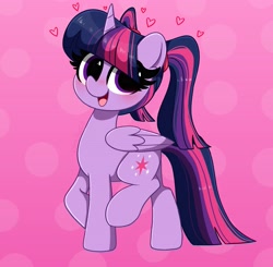 Size: 3639x3567 | Tagged: safe, artist:kittyrosie, character:twilight sparkle, character:twilight sparkle (alicorn), species:alicorn, species:pony, g4, heart, simple background, solo, twintails