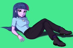 Size: 998x659 | Tagged: safe, artist:nairdags, character:twilight sparkle, species:eqg human, g4, lying down, simple background, solo