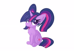 Size: 3148x2160 | Tagged: safe, artist:littleblackraencloud, character:twilight sparkle, character:twilight sparkle (alicorn), species:alicorn, species:pony, g4, simple background, sitting, solo, twintails, white background