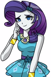 Size: 2731x4096 | Tagged: safe, artist:blastdraws, character:rarity, species:eqg human, g4, danganronpa, dress, hand on cheek, looking at you, simple background, solo, white background