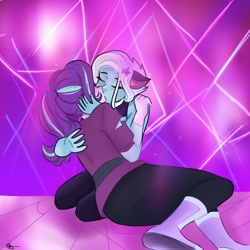 Size: 2048x2048 | Tagged: safe, alternate version, artist:enbystarly, character:starlight glimmer, character:trixie, species:eqg human, ship:startrix, g4, kissing, lighting
