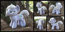Size: 3540x1754 | Tagged: safe, artist:peruserofpieces, character:limestone pie, species:earth pony, species:pony, g4, collage, outdoors, photo, plushie, solo