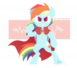 Size: 2000x1778 | Tagged: safe, artist:yacothedoodler, character:rainbow dash, species:pegasus, species:pony, g4, >:), cape, clothing, pose, simple background, soft color, solo