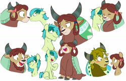Size: 1280x823 | Tagged: safe, artist:chub-wub, character:sandbar, character:yona, species:earth pony, species:pony, species:yak, ship:yonabar, g4, collage, simple background, white background
