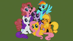 Size: 1024x576 | Tagged: safe, artist:lundashy, character:applejack, character:fluttershy, character:pinkie pie, character:rainbow dash, character:rarity, character:twilight sparkle, character:twilight sparkle (unicorn), species:earth pony, species:pegasus, species:pony, species:unicorn, g4, mane six, minecraft pixel art