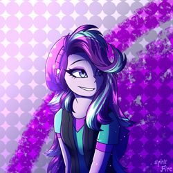 Size: 2000x2000 | Tagged: safe, artist:spirit-fire360, character:starlight glimmer, species:eqg human, g4, beanie, hair covering face, simple background