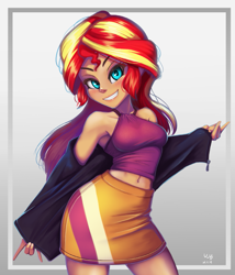 Size: 855x1000 | Tagged: safe, artist:the-park, character:sunset shimmer, species:human, g4, my little pony:equestria girls, female, simple background, solo