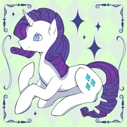 Size: 2000x2000 | Tagged: safe, artist:makaroni923, character:rarity, species:pony, species:unicorn, g4, lying down, raised hoof, simple background, solo