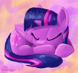 Size: 1620x1526 | Tagged: safe, artist:anderdragon76, character:twilight sparkle, character:twilight sparkle (alicorn), species:alicorn, species:pony, g4, curled up, cute, sleeping, solo