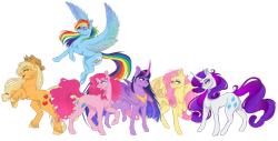 Size: 1280x651 | Tagged: safe, artist:copshop, character:applejack, character:fluttershy, character:pinkie pie, character:rainbow dash, character:rarity, character:twilight sparkle, character:twilight sparkle (alicorn), species:alicorn, species:pony, species:unicorn, g4, mane six, simple background, transparent background