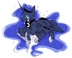 Size: 1200x960 | Tagged: safe, artist:moshpaws, character:princess luna, species:alicorn, species:pony, g4, clothing, crown, crying, eyeshadow, female, jewelry, makeup, mare, regalia, shoes, solo, sparkles, white background