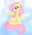 Size: 1880x2048 | Tagged: safe, artist:tinykiru, character:fluttershy, species:pegasus, species:pony, ponytober, g4, abstract background, butterfly, butterfly on nose, colored pupils, cute, ear fluff, female, heart, heart eyes, insect on nose, mare, profile, raised hoof, shyabetes, signature, sitting, solo, spread wings, wingding eyes, wings