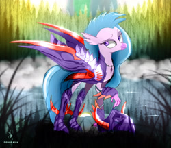 Size: 1768x1531 | Tagged: safe, artist:zidanemina, character:silverstream, species:classical hippogriff, species:hippogriff, g4, anime, armor, crossover, explicit source, female, helmet, jewelry, looking back, mount aris, necklace, saint seiya, smiling, solo, wings