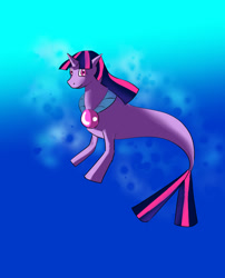 Size: 1280x1587 | Tagged: safe, artist:dizzyspot, character:twilight sparkle, character:twilight sparkle (alicorn), species:alicorn, species:pony, species:seapony (g4), g4, female, gradient background, looking at you, queen novo's orb, seaponified, seapony twilight, solo, species swap, underwater