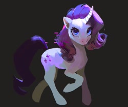 Size: 1200x1002 | Tagged: safe, artist:lady_tenebra, character:rarity, species:pony, species:unicorn, g4, female, lineless, mare, painterly, raised hoof, simple background, solo