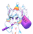 Size: 3738x3884 | Tagged: safe, artist:confetticakez, oc, oc only, oc:confetti cupcake, species:bat pony, species:pony, g4, angry, banhammer, bat pony oc, clothing, confetti in mane, cute little fangs, ear fluff, fangs, female, hammer, hat, mare, open mouth, party hat, ponytail, sharp teeth, solo