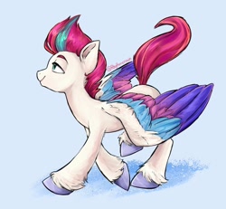 Size: 1200x1110 | Tagged: safe, artist:ponycrowned, character:zipp storm, species:pegasus, species:pony, g5, colored wings, female, mare, multicolored wings, profile, simple background, solo, unshorn fetlocks, wings