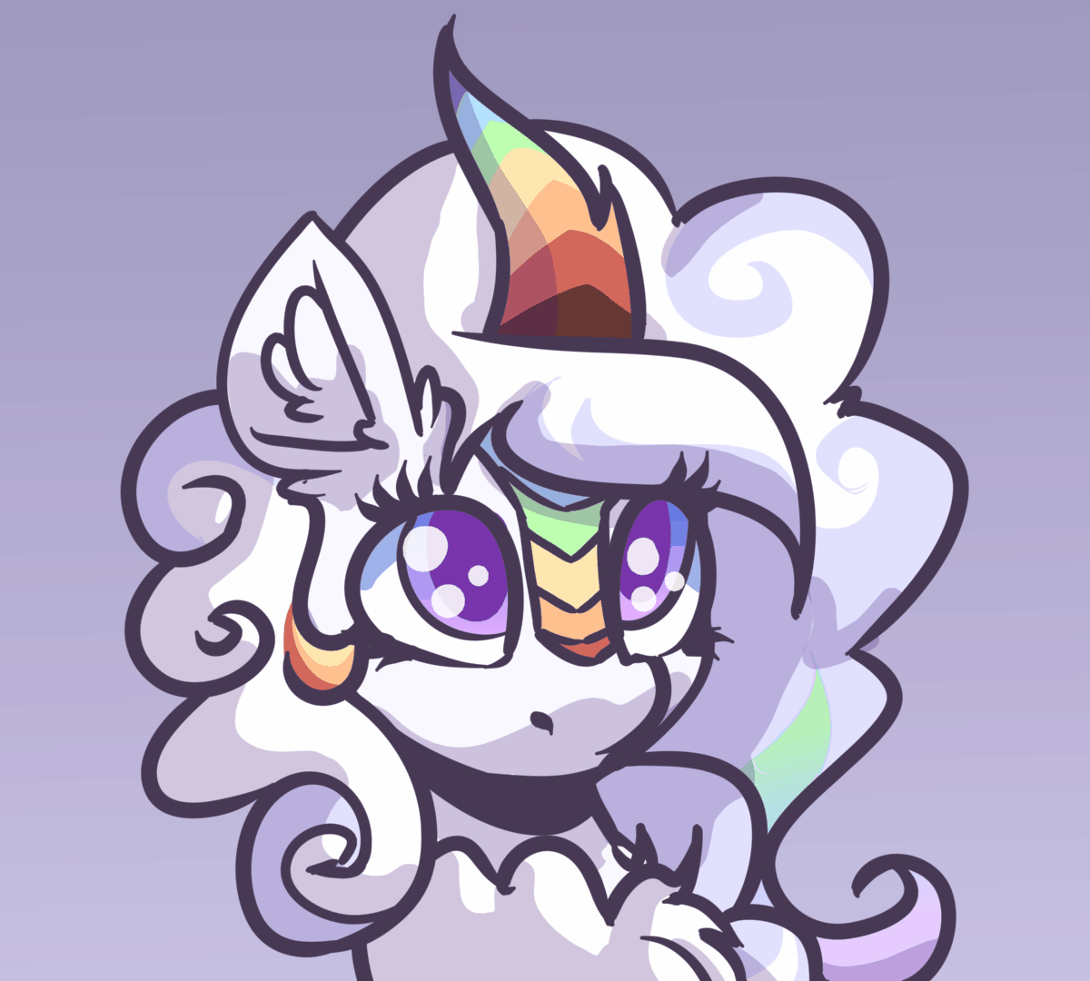 Size: 1200x1080 | Tagged: safe, artist:witchtaunter, oc, oc:cloudy canvas, species:kirin, manebooru, g4, animated, blinking, cloudybetes, cute, ear flick, floppy ears, gradient background, simple background, solo, ych result