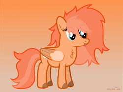 Size: 4112x3093 | Tagged: safe, artist:s-class-destroyer, oc, oc:bright dawn, species:pegasus, species:pony, g4, blep, chest fluff, digital art, orange background, simple background, solo, standing, tongue out, vector