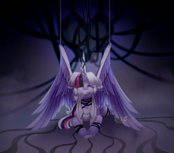 Size: 1024x902 | Tagged: safe, artist:eyesorefortheblind, oc, oc:mystic mysteries, species:alicorn, species:pony, g4, crystal heart, horn, solo, wings