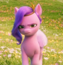 Size: 632x645 | Tagged: safe, screencap, character:pipp petals, species:pegasus, species:pony, g5, my little pony: a new generation, angry, circlet, cropped, cute, female, frown, jewelry, mare, pipp is not amused, pipp wings, solo, tiara