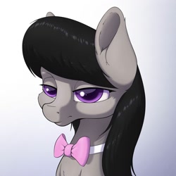 Size: 2000x2000 | Tagged: safe, artist:aquaticvibes, character:octavia melody, species:earth pony, species:pony, g4, bow tie, female, gray background, lidded eyes, mare, simple background, solo
