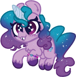 Size: 709x717 | Tagged: safe, artist:nootaz, character:izzy moonbow, species:pony, species:unicorn, g5, bracelet, chest fluff, female, gradient hair, jewelry, mare, multicolored hair, open mouth, solo, sparkly eyes, sparkly mane, transparent background, unshorn fetlocks