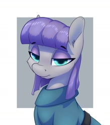 Size: 1610x1836 | Tagged: safe, artist:aquaticvibes, character:maud pie, species:earth pony, species:pony, g4, clothing, dress, eyeshadow, female, lidded eyes, looking at you, makeup, mare, smiling, solo