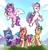 Size: 1150x1200 | Tagged: safe, alternate version, artist:ak4neh, character:hitch trailblazer, character:izzy moonbow, character:pipp petals, character:sunny starscout, character:zipp storm, species:earth pony, species:pegasus, species:pony, species:unicorn, g5, bag, bracelet, cellphone, coat markings, colored hooves, colored wings, eye clipping through hair, feathered fetlocks, flying, hoof hold, hooves, jewelry, mane g5, multicolored wings, open mouth, open smile, phone, pipp wings, raised hoof, satchel, smartphone, smiling, socks (coat marking), three quarter view, unshorn fetlocks, wings