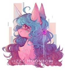 Size: 1065x1200 | Tagged: safe, artist:sugarcl25527823, character:izzy moonbow, species:unicorn, g5, beautiful, bust, chest fluff, gradient hair, multicolored hair, solo
