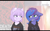 Size: 1697x1037 | Tagged: safe, artist:higgly-chan, oc, oc only, oc:blue monday, oc:mio, species:earth pony, species:pony, species:unicorn, g4, cigarette, clothing, death magic, duo, eyebrows, eyebrows visible through hair, female, floppy ears, health, hoodie, horn, looking at each other, mare, nine inch nails, shirt, the fragile, unicorn oc