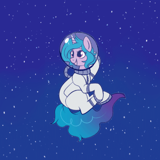 Size: 530x530 | Tagged: safe, artist:lulubell, artist:szafir87, character:izzy moonbow, species:pony, species:unicorn, g5, my little pony: a new generation, animated, astronaut, blinking, clothing, cute, female, gif, gradient hair, izzybetes, mare, multicolored hair, open mouth, open smile, ponies in space, smiling, solo, space, space suit, waving