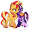 Size: 1101x937 | Tagged: safe, artist:ssmoobles, base used, character:sunset shimmer, character:twilight sparkle, character:twilight sparkle (scitwi), species:pony, species:unicorn, ship:scitwishimmer, ship:sunsetsparkle, g4, my little pony:equestria girls, affection, alternate design, alternate universe, arm around back, colored hooves, couple, cutie mark, female, glasses, gradient legs, hooves, hugging a pony, implied shipping, lesbian, lidded eyes, mare, multicolored hair, raised hoof, redesign, shipping, simple background, smiling, three quarter view, transparent background, unshorn fetlocks